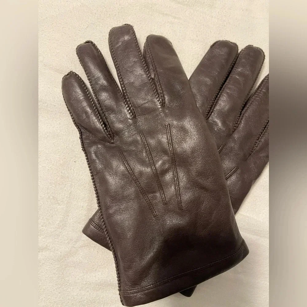 Fownes | Brown Genuine Leather Cashmere Lined Gloves Size XL
